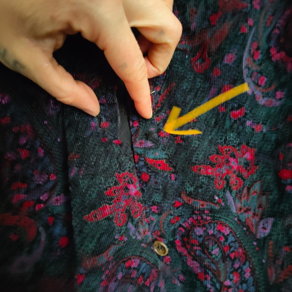 L.L. Bean Paisley Corduroy Pinafore Dress Cottagecore Button Front Vintage USA - Picture 4 of 9